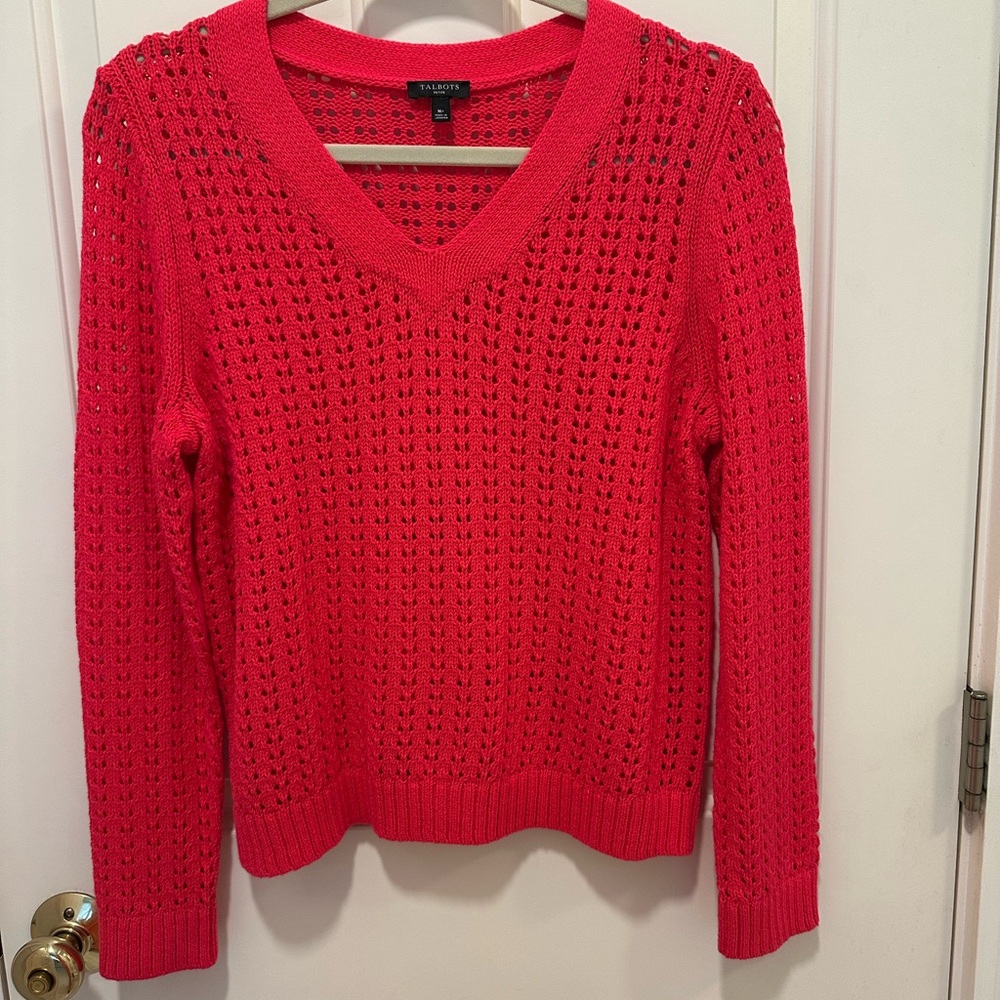 NWOT Talbot’s Pink Open Stitch Pullover Sweater